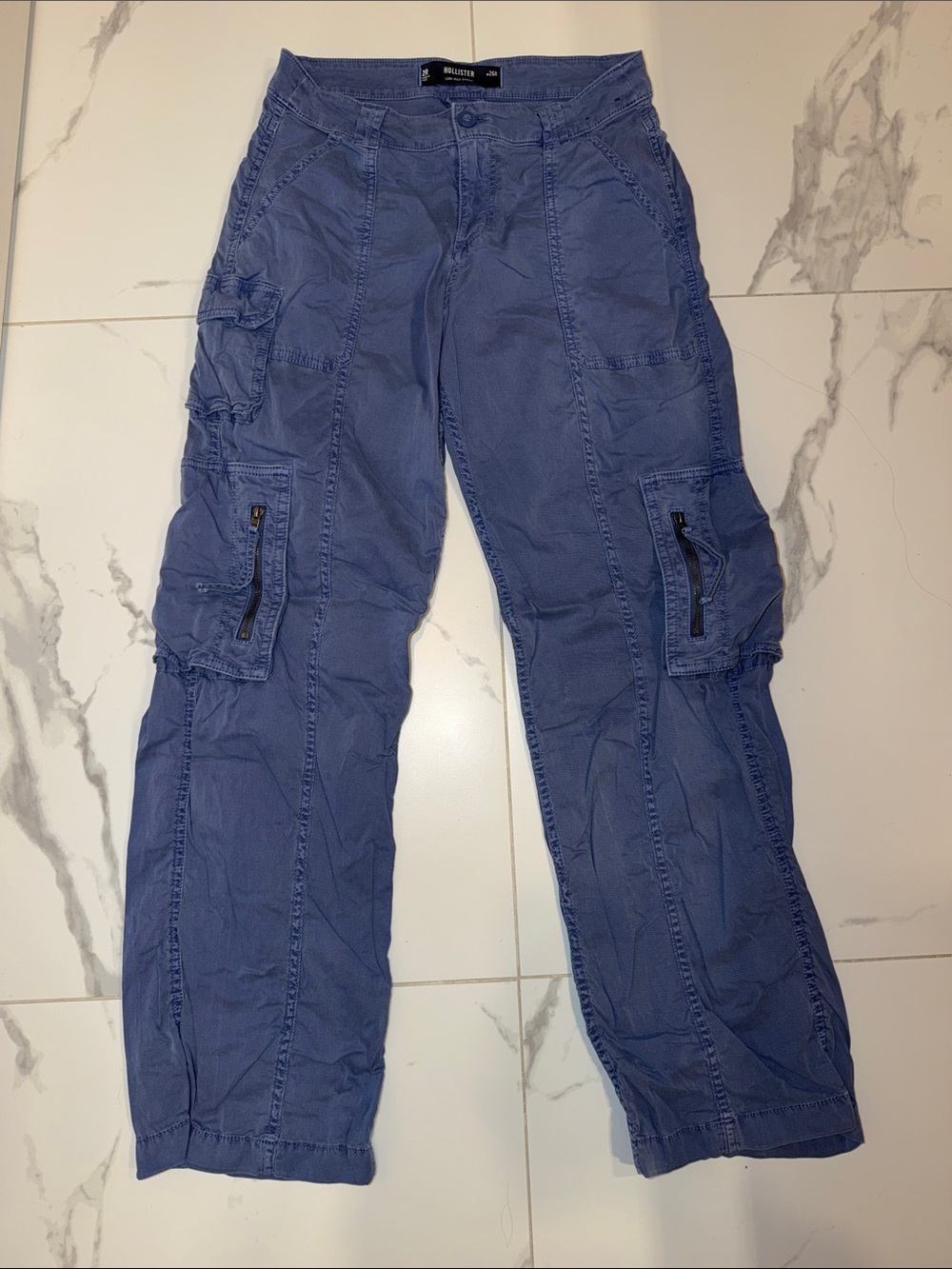Hollister Blue Cargo Pants with Zip Pockets
